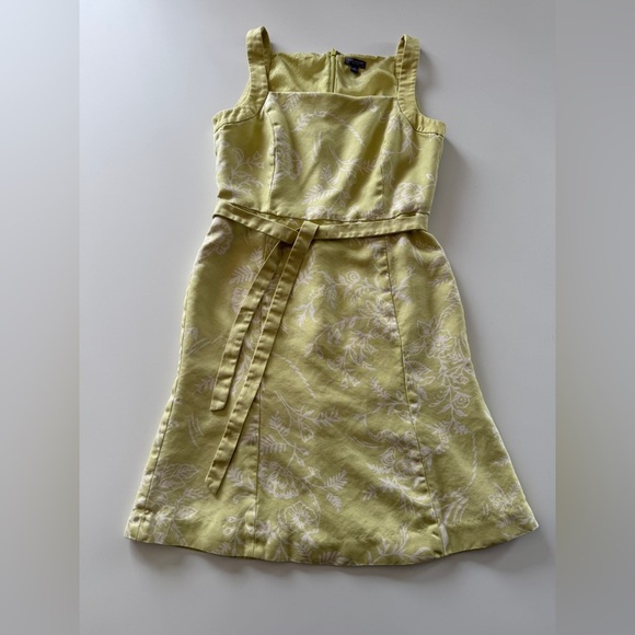Ann Taylor-Vintage-Y2K-Classic-100% Silk-Square Neck-Dress-Chartreuse-Green-6P - Picture 1 of 16